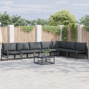 vidaXL Σετ Καναπέ Κήπου με μαξιλάρι 8 pcs Μαύρο Ατσάλι