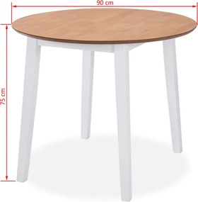 vidaXL Σετ Τραπεζαρίας 3 τεμ. Λευκό από MDF και Ξύλο Καουτσουκόδεντρου