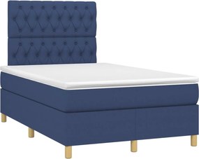 vidaXL Κρεβάτι Boxspring με Στρώμα Μπλε 120x200 εκ. Υφασμάτινο