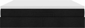 vidaXL Οθωμανικό κρεβάτι με στρώμα Μαύρο 180x200cm Ύφασμα