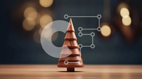 Intra Συλλεκτικό Ξύλινο Παζλ Plywood  4mm - Μικρό ξύλινο χριστουγεννιάτικο δέντρο σε ένα τραπέζι Σε Ξύλινο Κουτί - Διαστάσεις: 10x10 cm – 25 κομμάτια