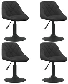 Καρέκλες Τραπεζαρίας Περιστρεφόμενες 4 τεμ. Μαύρες Βελούδινες - Μαύρο