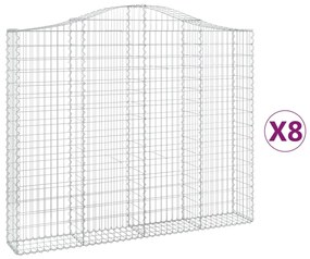 vidaXL Συρματοκιβώτια Τοξωτά 8 τεμ. 200x30x160/180 εκ. Γαλβαν. Ατσάλι