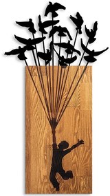 Διακοσμητικό Τοίχου Flying Boy 891TNL2369 45x85cm Walnut-Black Wallity Μέταλλο,Ξύλο