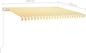 vidaXL Αναδιπλούμενη τέντα Κίτρινο και Λευκό 400 x 350 εκ
