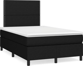 vidaXL Κρεβάτι Boxspring με Στρώμα &amp; LED Μαύρο 120x190 εκ. Υφασμάτινο