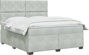 vidaXL Κρεβάτι box spring με στρώμα Ανοιχτό γκρι 180 x 200 cm Βελούδο