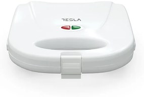 Τοστιέρα για 2 τοστ Tesla SM100W, 750W, Πλάκες κατασκευασμένες από κράμα αλουμινίου με αντικολλητική επίστρωση, 135℃ - 205℃, Λευκό χρώμα