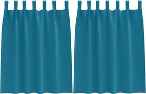 vidaXL Κουρτίνες Μαύρης Ύφανσης με Δαχτυλίδια 2 pcs Τιρκουάζ