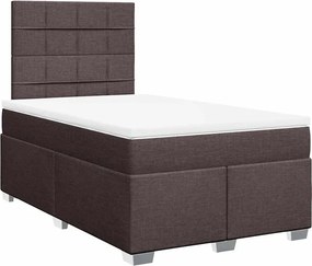 vidaXL Κρεβάτι Boxspring με Στρώμα Σκούρο Καφέ 120x200 εκ. Υφασμάτινο