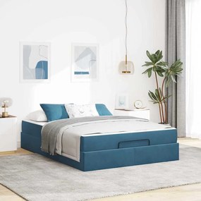 vidaXL Σκελετός Κρεβατιού Άλλο Μπλε 160 x 200 cm Βελούδο