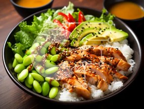 Σετ των 2 Intra Συλλεκτικό Ξύλινο Παζλ Plywood 4mm - Νόστιμο μπολ με ρύζι κοτόπουλο με λαχανικά Σε Ξύλινο Κουτί - Διαστάσεις: 10x10 cm – 25 κομμάτια