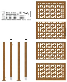 Πύλη κήπου 105x205 cm Σταυρός σχεδιασμού από διαβρωμένο χάλυβα - Καφέ