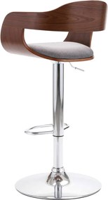 vidaXL Σκαμπό Μπαρ από Κόντρα Πλακέ και Γκρι Ύφασμα