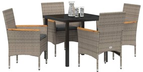 vidaXL Σέτ φαγητού για κήπο με μαξιλάρι 5 pcs Γκρι Πολυ ράταν