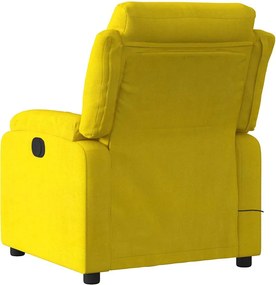 vidaXL Πολυθρόνα Μασάζ Ανακλινόμενη Κίτρινη Βελούδινη