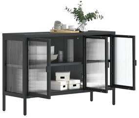 vidaXL Ντουλάπι Μαύρο 105 x 35 x 70 εκ. από Γυαλί και Ατσάλι