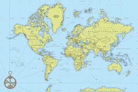 Εικόνα σε φελλό κομψό χάρτη με πυξίδα - 90x60  flags
