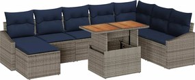 vidaXL Σετ Καναπέ Κήπου με αποθήκευση 9 pcs Γκρι Πολυ ράταν