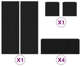 vidaXL Σετ Ντουλαπιών Τηλεόρασης Επιτοίχιο 8 pcs Μαύρη δρυς