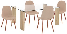 ΣΕΤ ΤΡΑΠΕΖΑΡΙΑΣ 5ΤΜΧ LEOMOR HM21270.01 ΤΡΑΠΕΖΙ & 4 ΚΑΡΕΚΛΕΣ - ΜΠΕΖ ΥΦΑΣΜΑ