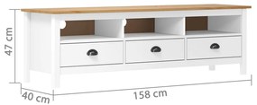 vidaXL Έπιπλο Τηλεόρασης Hill Λευκό 158x40x47 εκ. Ξύλο Πεύκου