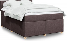 vidaXL Κρεβάτι Boxspring με Στρώμα Σκούρο Καφέ 140x190 εκ. Υφασμάτινο