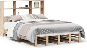 vidaXL Κρεβάτι Βιβλιοθήκη Χωρίς Στρώμα 140x190 εκ Μασίφ Πεύκο