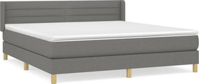 vidaXL Κρεβάτι Boxspring με Στρώμα Σκούρο Γκρι 160x200 εκ Υφασμάτινο