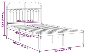 ΠΛΑΙΣΙΟ ΚΡΕΒΑΤΙΟΥ ΜΕ ΚΕΦΑΛΑΡΙ ΛΕΥΚΟ 120X190 ΕΚ. ΜΕΤΑΛΛΙΚΟ 376646