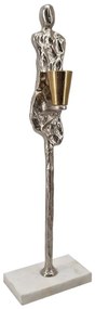 Artekko Figurine Ασημί Μεταλλικό Κηροπηγιο με Φιγούρα σε Μαρμάρινη Βάση (12.1x7.6x40.1)cm Artekko 86846-DS