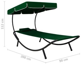 Ξαπλώστρα - Κρεβάτι Πράσινη με Σκίαστρο και Μαξιλάρι - Πράσινο
