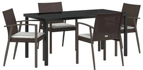 vidaXL Σέτ φαγητού για κήπο 5 pcs Καφέ Πολυ ράταν