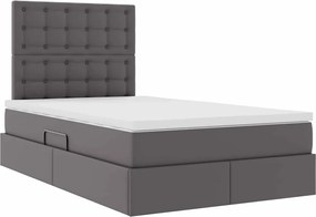 vidaXL Κρεβάτι Αποθήκης με στρώμα Γκρι 120 x 190 cm Τεχνητό Δέρμα