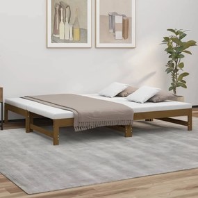 Καναπές Κρεβάτι Συρόμενος Μελί 2x(75x190) εκ. Μασίφ Ξύλο Πεύκου - Καφέ