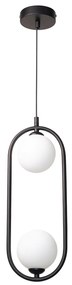 InLight Κρεμαστό φωτιστικό σε μαύρη απόχρωση και λευκή οπαλίνα 2XG9 D:40cm 4023-BL