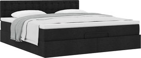 vidaXL Οθωμανικό κρεβάτι με στρώμα Μαύρο 160x200cm Ύφασμα