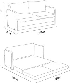 Διθέσιος Καναπές Κρεβάτι Μπεζ MOZIL BASIS 148x70x66