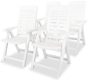275067 vidaXL Καρέκλες Κήπου Ανακλινόμενες 4 τεμ. Λευκές Πλαστικές Λευκό, 1 Τεμάχιο