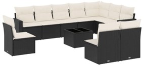 vidaXL Σαλόνι Κήπου Σετ 11 Τεμαχίων Μαύρο Συνθετικό Ρατάν με Μαξιλάρια