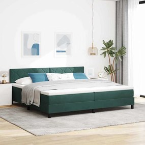 vidaXL Κρεβάτι Box Spring με Στρώμα Σκούρο Πράσινο 200x200 εκ Βελούδο