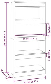 vidaXL Βιβλιοθήκη/Διαχωρ. Χώρου Γκρι Σκ. 60x30x135 εκ Επεξεργ. Ξύλο