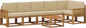 vidaXL Σειρά Καναπέ Εξωτερικού 7 pcs Φυσικό και Μπεζ Πολυεστέρας