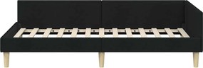 vidaXL Κρεβάτι Γωνίας Μαύρο 90 x 190 cm ύφασμα