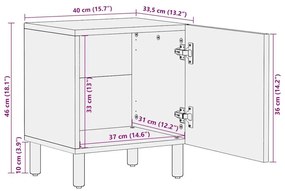 Κρεβατοκάμαρα Μαύρο 40x33,5x46cm Στερεό ακατέργαστο ξύλο Μάνγκο - Μαύρο