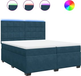 vidaXL Κρεβάτι Boxspring με Στρώμα Μπλε 200x200 εκ. Βελούδινο