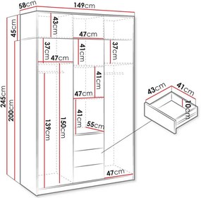 Ντουλάπα Kos 3D Τρίφυλλη με πατάρι