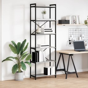 vidaXL Βιβλιοθήκη Γκρι sonoma 60 x 30 x 188 εκ Ξύλο και χάλυβας