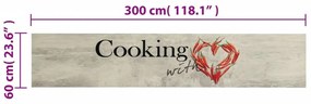 Χαλί Κουζίνας Πλενόμενο Επιγρ. Cooking Γκρι 60x300 εκ. Βελούδο - Γκρι