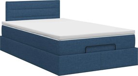 vidaXL Κρεβάτι Ottoman με στρώμα με κεφαλάρι Μπλε 120 x 190 cm Ύφασμα